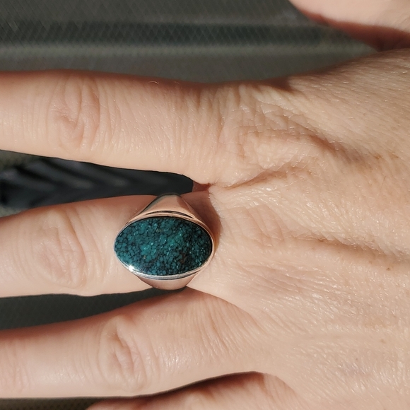 New Men's Chrysocolla 925 Silver Ring. - Picture 5 of 16